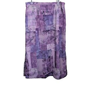 Worthington Woman Maxi Skirt Floral Leaf Side Slits Bohemian Size 16W